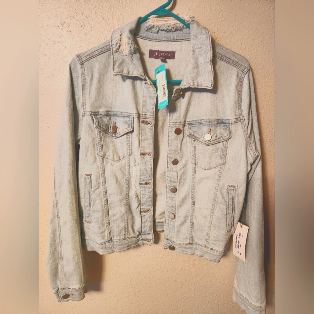Just USA Hadid Distressed Denim Jacket, Medium size